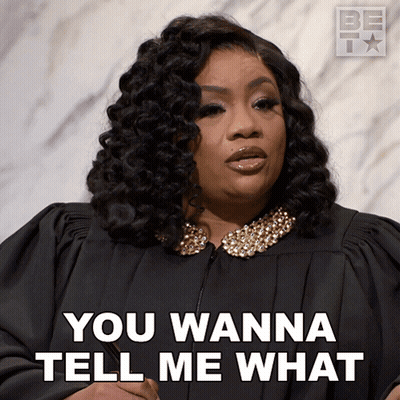Woman In Judge Robe Says You Wanna Tell Me GIF