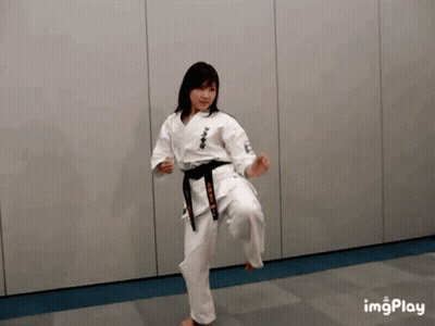Woman In Karate Uniform Kicking GIF