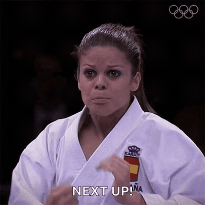Woman In Karate Uniform Saying Next Up GIF