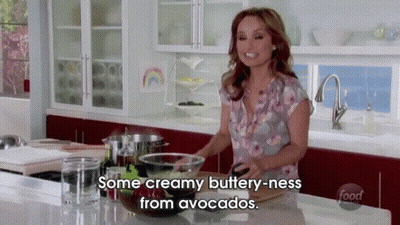 Woman In Kitchen Saying Creamy Buttery-Ness From Avocados GIF