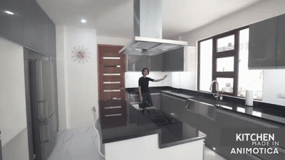 Woman In Kitchen Saying Kitchen Made In Animotica GIF