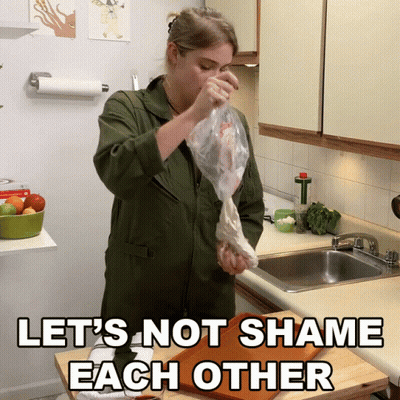 Woman In Kitchen Saying Let's Not Shame Each Other GIF