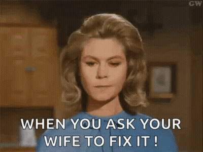 Woman In Kitchen Saying When You Ask Your Wife To Fix It GIF