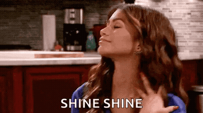 Woman In Kitchen With Eyes Closed Shine Shine GIF