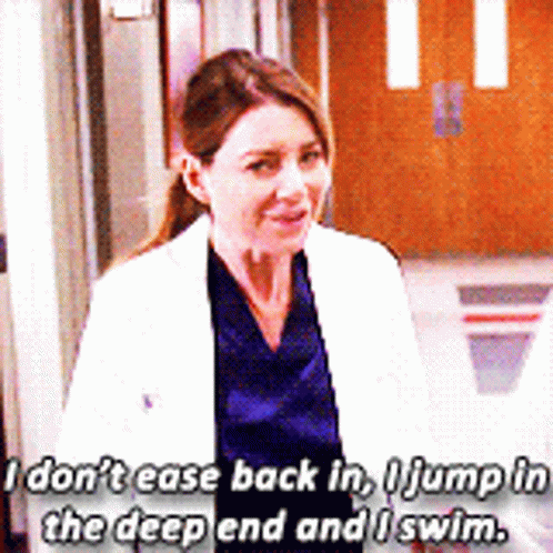 Woman In Lab Coat Saying I Jump In Deep End GIF