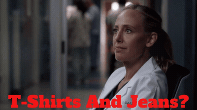 Woman In Lab Coat Saying T-Shirts And Jeans GIF