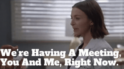 Woman In Lab Coat Saying We're Having A Meeting GIF