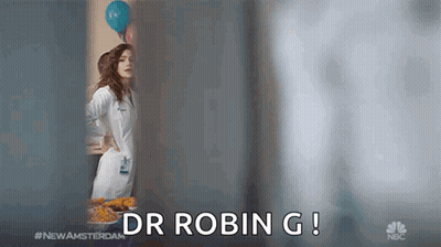 Woman In Lab Coat With Balloons Dr Robin G GIF