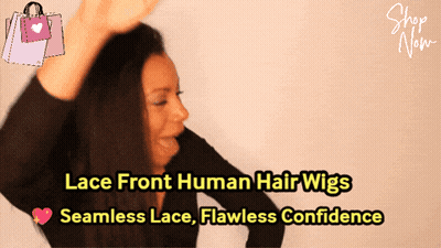 Woman In Lace Front Human Hair Wig With Seamless Lace GIF