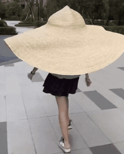 Woman In Large Straw Hat GIF