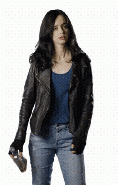 Woman In Leather Jacket Holding Bottle GIF