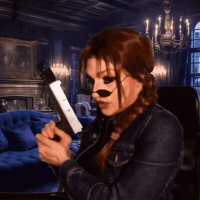 Woman In Leather Jacket Holding Gun GIF