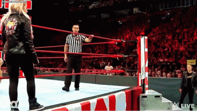 Woman In Leather Jacket In Wrestling Ring GIF