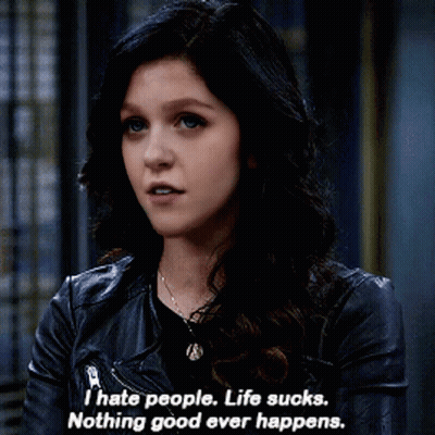 Woman In Leather Jacket Saying I Hate People Life Sucks Nothing Good Ever Happens GIF