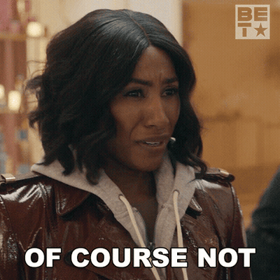 Woman In Leather Jacket Saying Of Course Not GIF