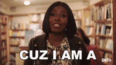 Woman In Leather Jacket Says Cuz I Am A Bet GIF