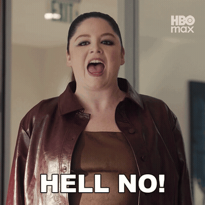 Woman In Leather Jacket Screaming Hell No GIF