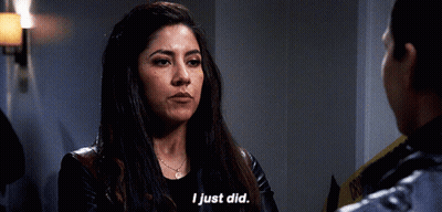 Woman In Leather Jacket Talking To Police Officer Says I Just Did GIF