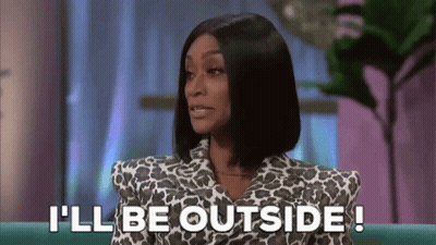 Woman In Leopard Print Jacket Saying I'll Be Outside GIF