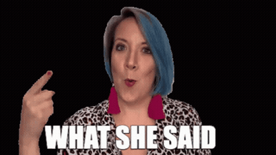 Woman In Leopard Print Shirt Pointing At GIF