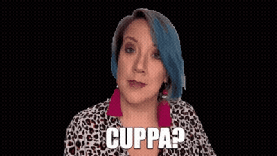 Woman In Leopard Print Shirt Says Cuppa GIF