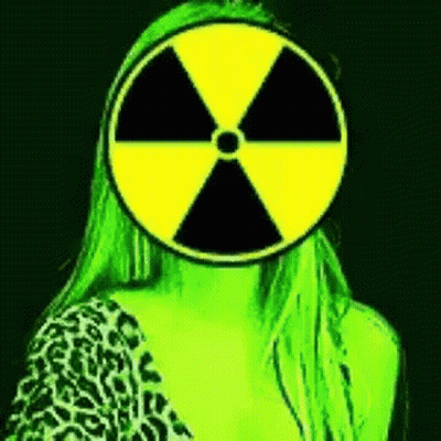 Woman In Leopard Print Shirt With Radioactive Symbol On Face GIF