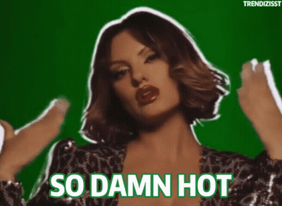 Woman In Leopard Print Top Saying So Damn Hot GIF