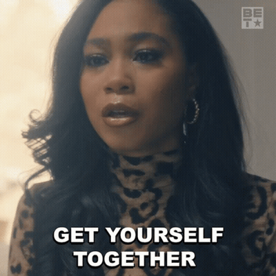 Woman In Leopard Print Top Says Get Yourself Together GIF