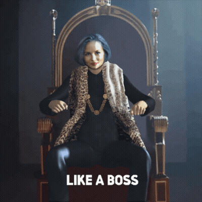 Woman In Leopard Print Vest On Throne Like A Boss GIF
