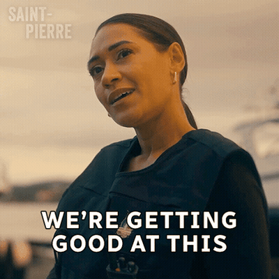 Woman In Life Vest Saying We're Getting Good At This GIF