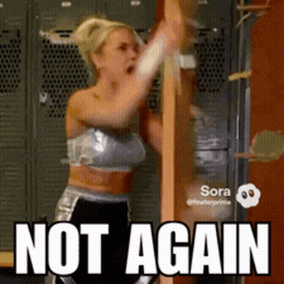 Woman In Locker Room With Not Again Sign GIF