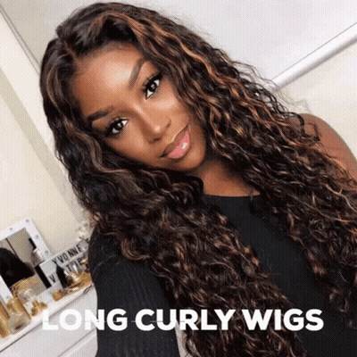 Woman In Long Curly Wig Taking Selfie GIF