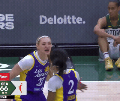 Woman In Los Angeles Jersey Talking To Another Woman GIF