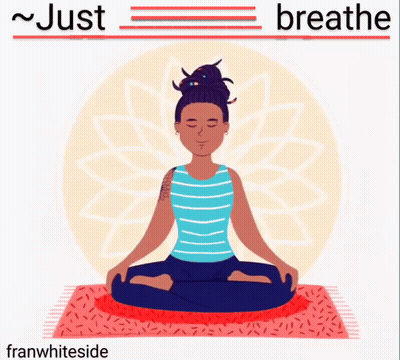Woman In Lotus Position Saying Just Breathe GIF