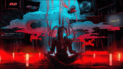 Woman In Lotus Position With Dragon And Clock Saying 12:21 GIF
