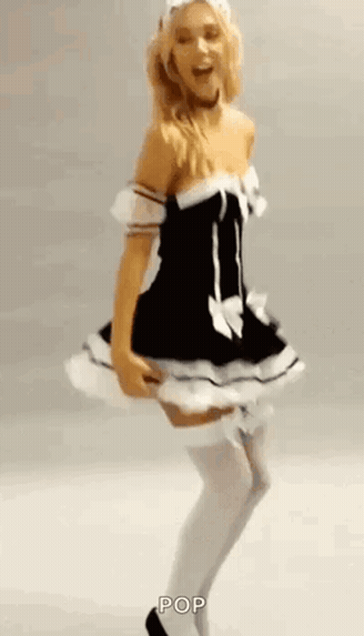 Woman In Maid Costume Dancing GIF