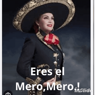 Woman In Mariachi Outfit Wearing Sombrero And Earrings GIF