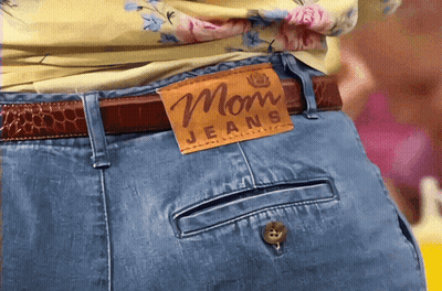 Woman In Mom Jeans With Brown Belt GIF