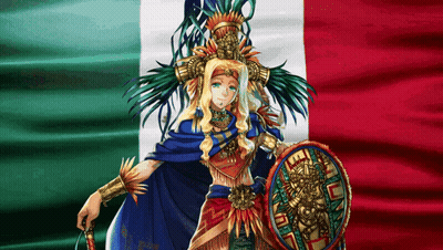 Woman In Native American Costume Holding Shield Flag GIF