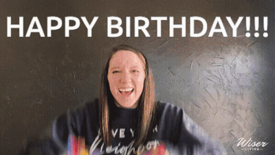 Woman In Neighbor Shirt Screaming Happy Birthday GIF