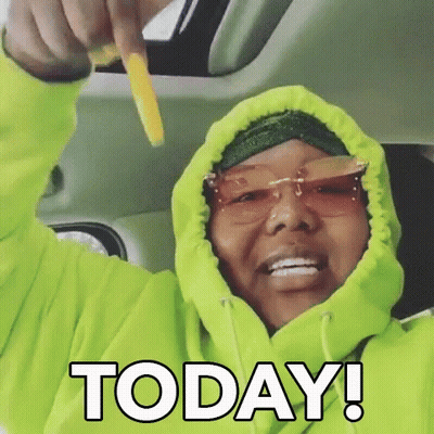 Woman In Neon Green Hoodie Holding French Fry GIF