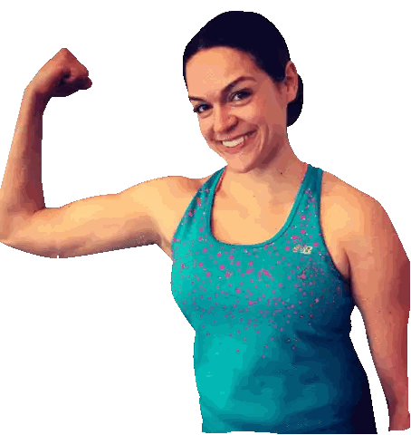 Woman In New Balance Tank Flexing Muscles Sticker