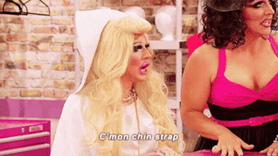 Woman In Nun Costume Says Chin Strap GIF