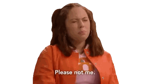 Woman In Orange Jacket Please Not Me Sticker