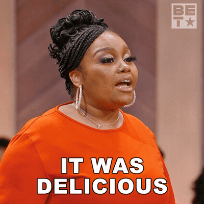 Woman In Orange Shirt Says It Was Delicious GIF