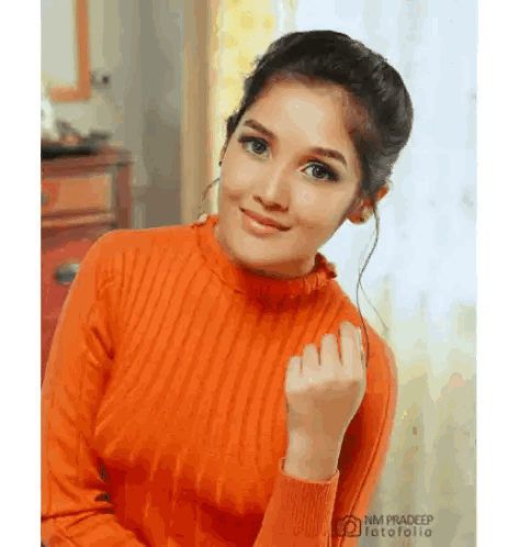 Woman In Orange Sweater Sticker