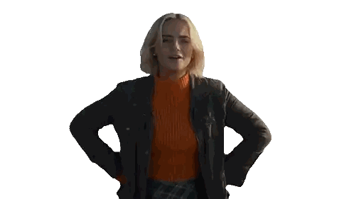 Woman In Orange Sweater Saying Very Clever Sticker