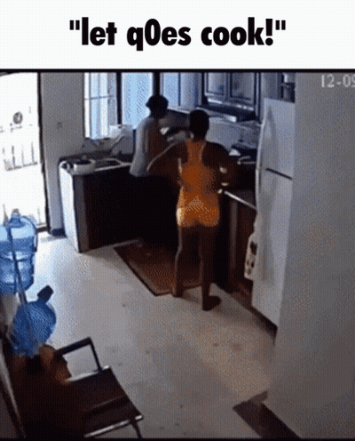 Woman In Orange Tank Top Saying Let's Go Cook GIF