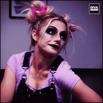 Woman In Overalls And Purple Shirt With Diva Girls GIF