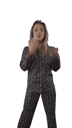 Woman In Pajamas Dancing With Candy Canes Sticker